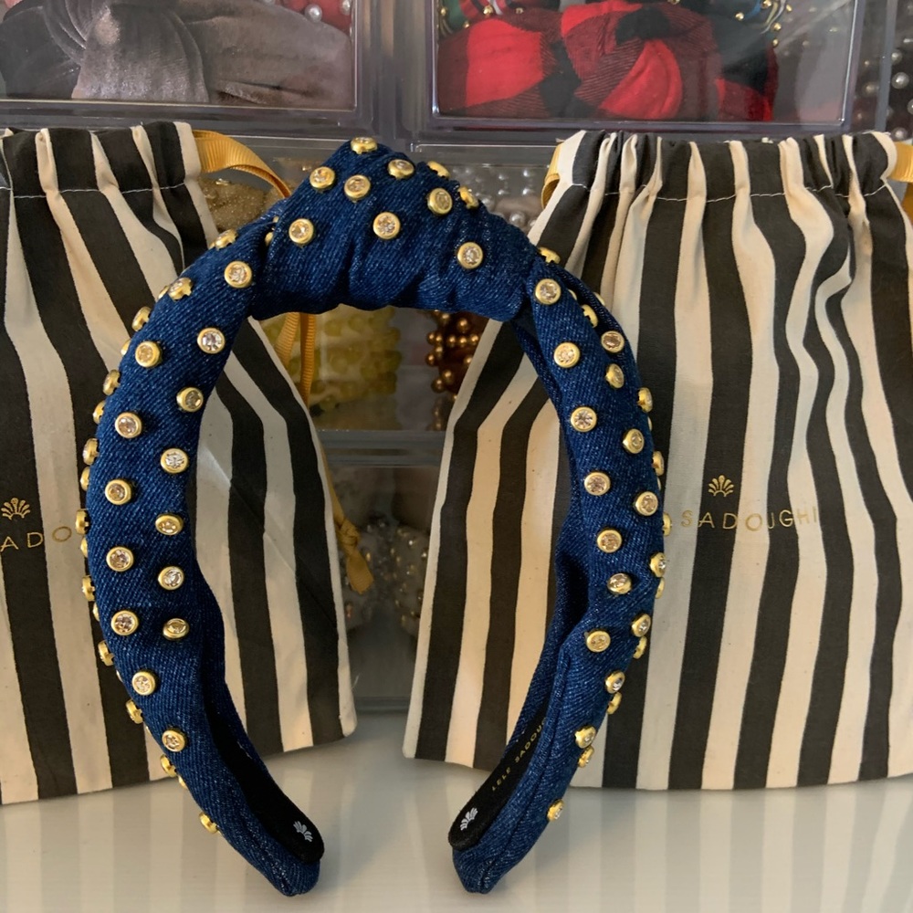 Lele Sadoughi Denim Crystal Headband